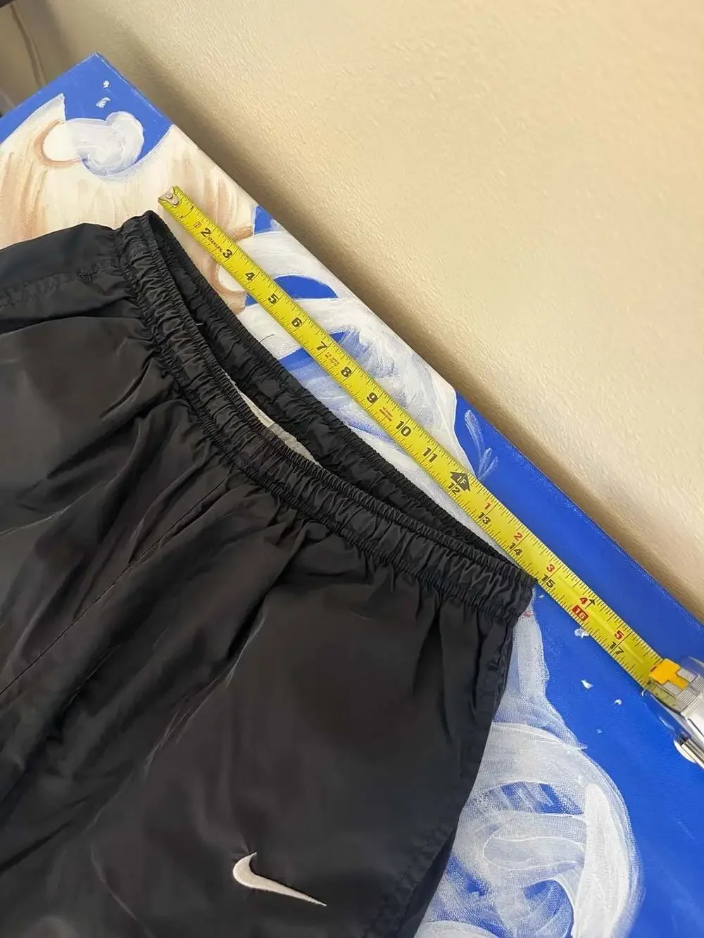 Vintage Nike Nylon Track Pants Black with Embroidered Mini Swoosh